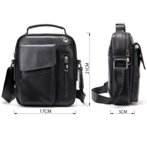 Сумка Vintage Вертикальна чоловіча у щільній шкірі Чорна (20366)