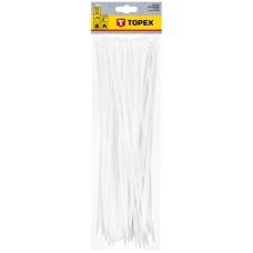 Стяжка Topex біла, 4.8х370 мм, пластик, 75 шт. (44E981)