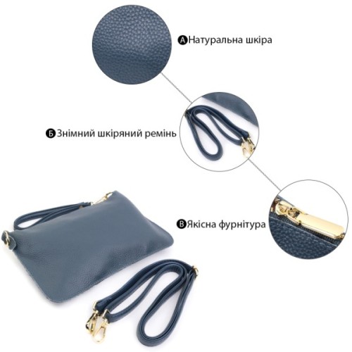 Сумка Vintage З натуральної шкіри Синя (22646)