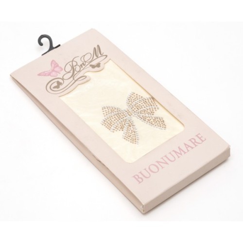 Колготки дитячі BNM з бантиком зі страз (M0C0302-0989-134G-cream)