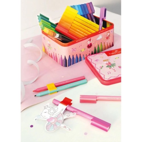 Фломастери Faber-Castell Балерина в металевій коробці Connector Скрепляй разом 33 кольора (26537)