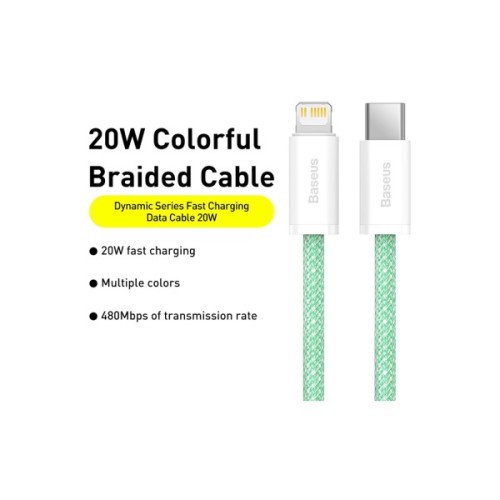 Дата кабель USB-C to Lightning 2.0m 20W green Baseus (CALD000106)