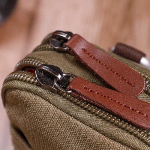 Сумка Vintage На пояс з металевим карабіном з текстилю Оливкова (22224)