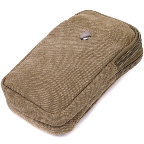 Сумка Vintage На пояс з металевим карабіном з текстилю Оливкова (22224)