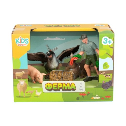 Фігурка Kids Team набір Ферма фермер, гусак, кролик, порося (Q9899-T7_1)