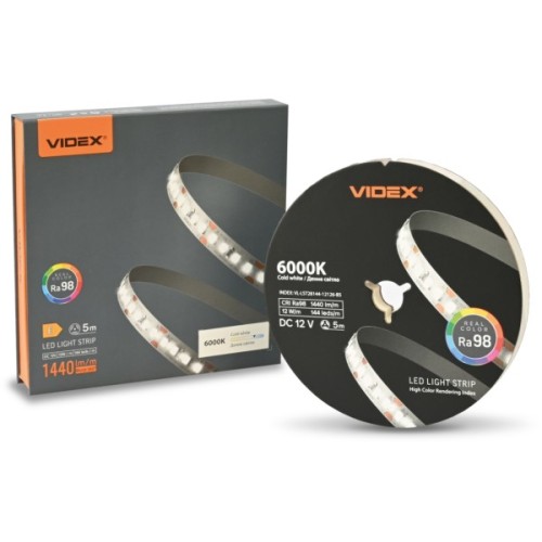 Світлодіодна стрічка Videx DC12V 60W 5M 6000K Ra98 IP20 5м (VL-LST28144-12126-B5)