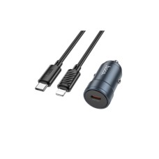 Зарядний пристрій HOCO 1xUSB-C PD30W car adapter + cable USB-C to Lightning gray (6942007633062)