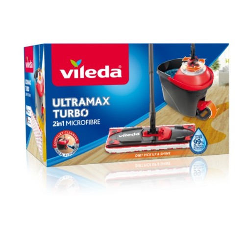 Комплект для прибирання Vileda Ultramax Turbo Швабра та відро з віджимом (4023103206236)
