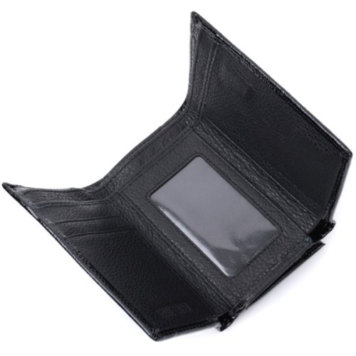 Гаманець ST Leather Три складення з натуральної шкіри Чорний (22707)