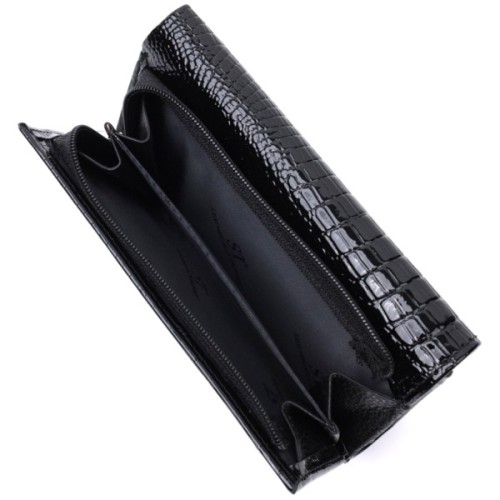 Гаманець ST Leather Три складення з натуральної шкіри Чорний (22707)