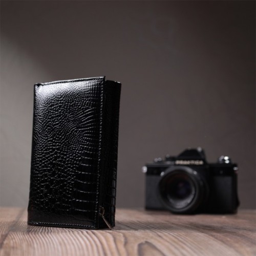 Гаманець ST Leather Три складення з натуральної шкіри Чорний (22707)