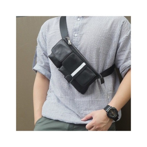 Сумка Vintage Поясна шкіряна Чорна (14953)