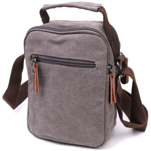 Сумка Vintage Чоловіча з щільного текстилю Сіра (22217)