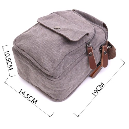 Сумка Vintage Чоловіча з щільного текстилю Сіра (22217)