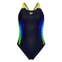 Купальник Arena Breath Swimsuit V Back Lb 008330-760 чорний, жовтий, зелений, синій 38 (3468337422044)