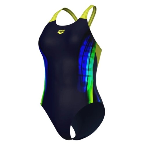 Купальник Arena Breath Swimsuit V Back Lb 008330-760 чорний, жовтий, зелений, синій 38 (3468337422044)