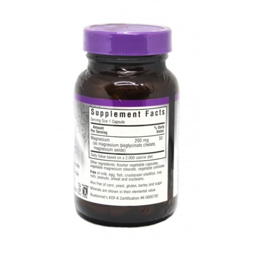 Мінерали Bluebonnet Nutrition Хелатний Буферний Магній 200мг, Albion, 60 гелевих капсул (BLB-00672)