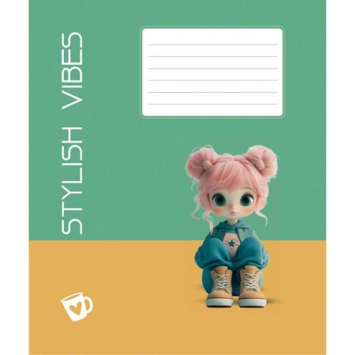 Зошит Школярик Stylish vibes 12 аркушів клітинка (012-3568K)