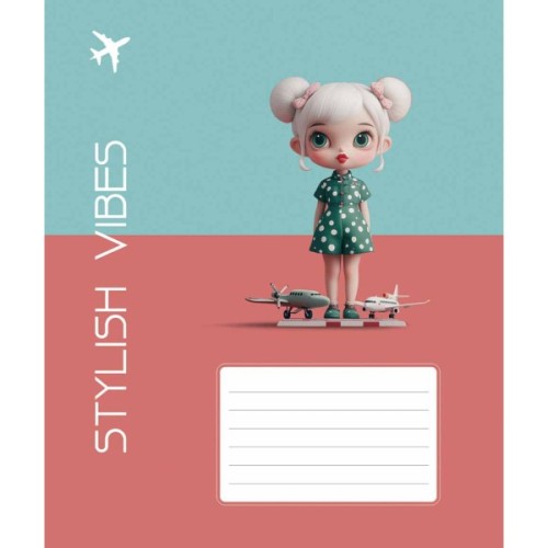 Зошит Школярик Stylish vibes 12 аркушів клітинка (012-3568K)