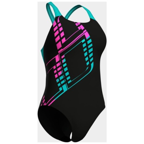 Купальник Arena Graphic Swimsuit Swim Pro L 010809-580 чорний, блакитний, рожевий 36 (3468337757405)