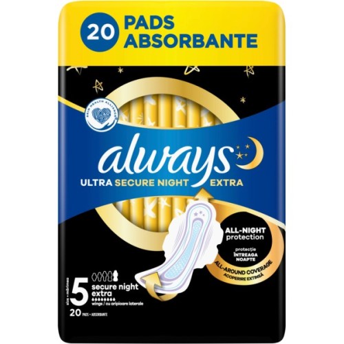 Гігієнічні прокладки Always Ultra Secure Night Extra Розмір 5 20 шт. (8006540903766)