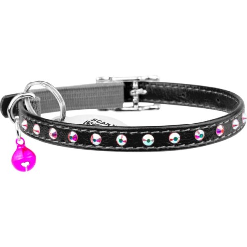 Нашийник для тварин WAUDOG GLAMOUR з резинкою і стразами для кішок (чорний) (32541)