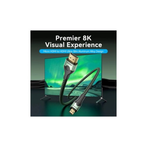 Кабель мультимедійний HDMI M to HDMI micro M 2.1m V2.0 8K 60Hz green Vention (AGKGH)