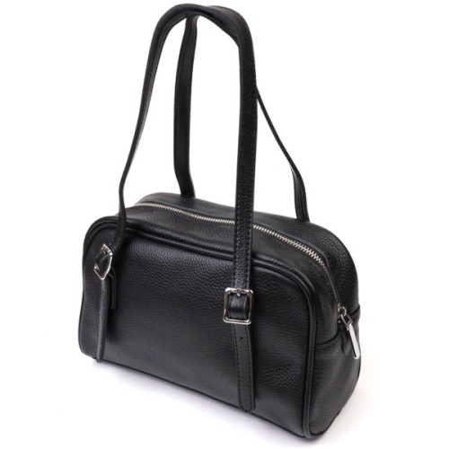 Сумка Vintage Зі знімними ручками з натуральної шкіри Чорна (22078)