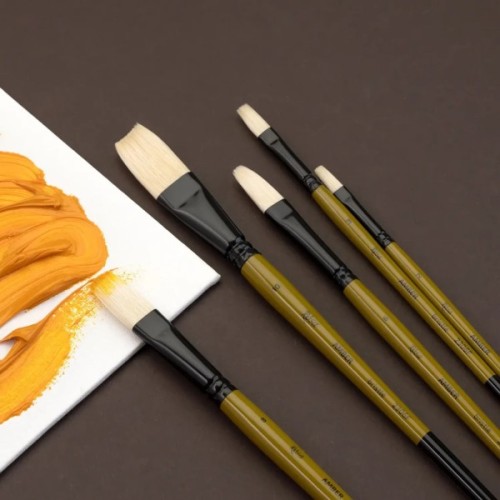 Пензлик для малювання Rosa Щетина плоска, AMBER 2306F, №2 (4823098533375)