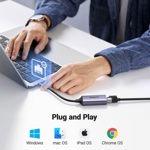 Перехідник USB-C to RJ45 Ethernet 1000Mbps CM199 Ugreen (50737)