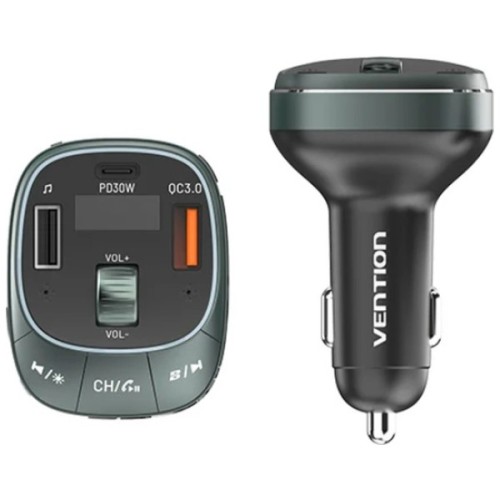 FM модулятор Vention PD 54W 3-Port USB (C+A+A) LED/USB Flash/Bluetooth, вольтметр (FFLB0)