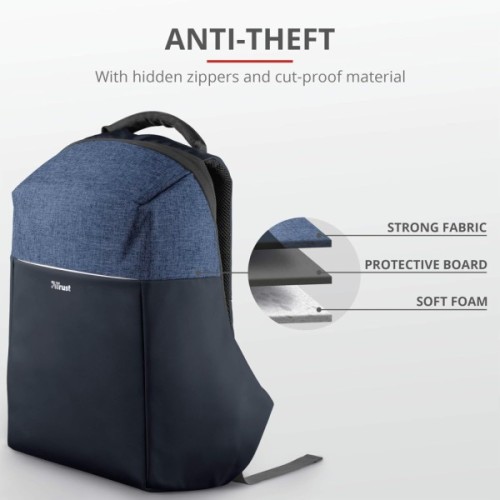 Рюкзак для ноутбука Trust 16", Nox Anti-theft Blue (23307)