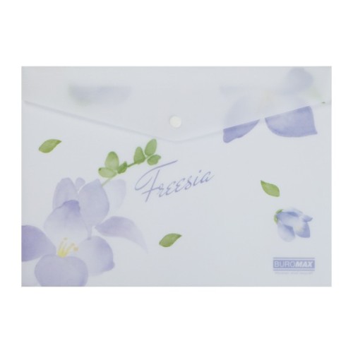 Папка - конверт Buromax А4 на кнопці, FREESIA ARABESKI, напівпрозора, бузкова (BM.3943-26)