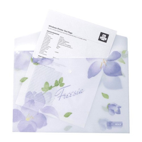 Папка - конверт Buromax А4 на кнопці, FREESIA ARABESKI, напівпрозора, бузкова (BM.3943-26)