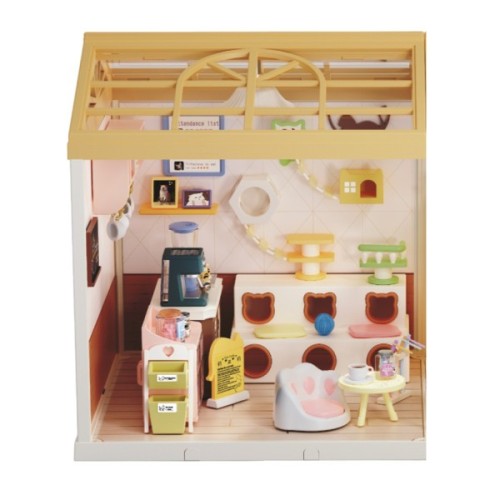 Конструктор Mini House румбокс серії Інтер'єр – Котокафе (світло) (8007)