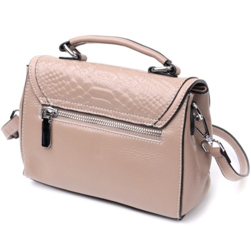 Сумка Vintage Жіноча шкіряна з металевою клямкою Бежева (22418)