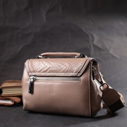 Сумка Vintage Жіноча шкіряна з металевою клямкою Бежева (22418)