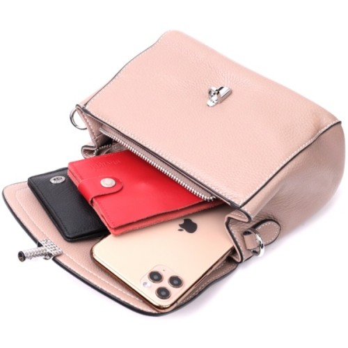 Сумка Vintage Жіноча шкіряна з металевою клямкою Бежева (22418)