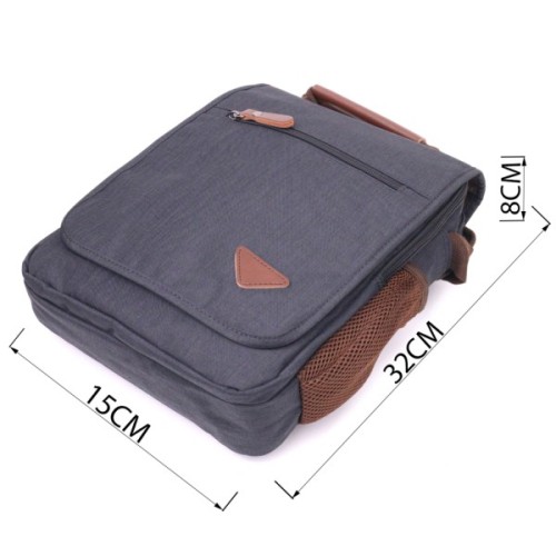 Сумка Vintage Вертикальна чоловіча через плече текстильна Чорна (21261)