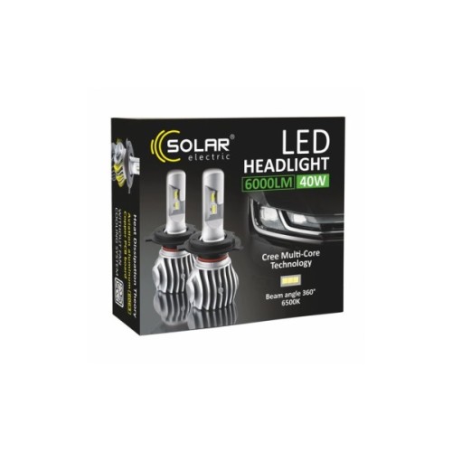 Автолампа SOLAR H4 12/24V 6500K 6000Lm 50W Cree Chip 1860 (8604)