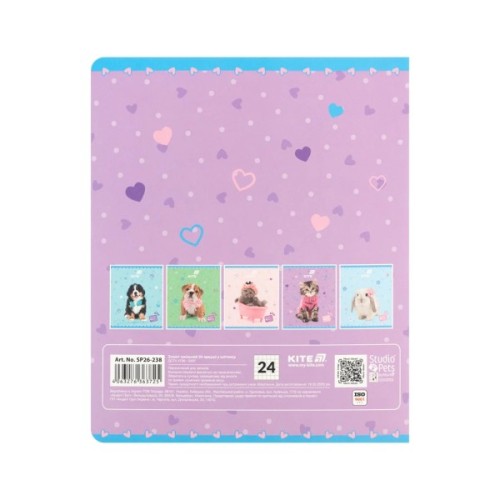 Зошит Kite Studio Pets, 24 аркуша, клітинка (SP26-238)