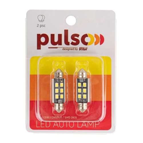Автолампа PULSO LED C5W/39мм/CANBUS/9SMD-2835/12v/2,9W/315lm White (LP-39C5W)