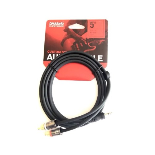 Інсертний кабель D'Addario Custom Series Dual RCA to 3.5 Stereo Mini Jack Cable (1.5m) (PW-MP-05)