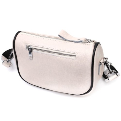 Сумка Vintage Жіноча крос-боді напівкруглого формату з натуральної шкіри Біла (22393)