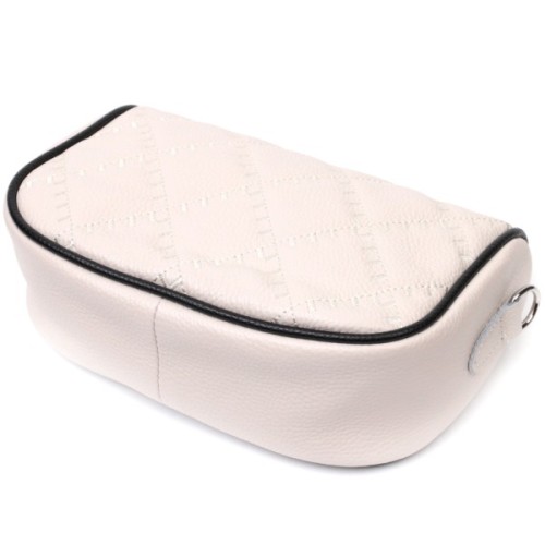 Сумка Vintage Жіноча крос-боді напівкруглого формату з натуральної шкіри Біла (22393)