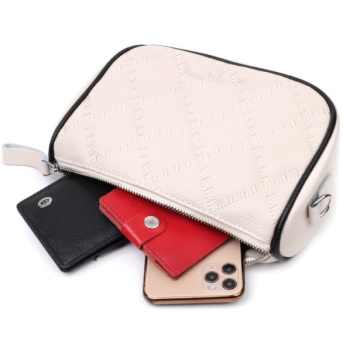 Сумка Vintage Жіноча крос-боді напівкруглого формату з натуральної шкіри Біла (22393)