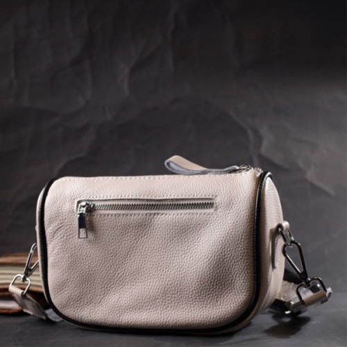 Сумка Vintage Жіноча крос-боді напівкруглого формату з натуральної шкіри Біла (22393)