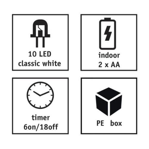 Гірлянда Luca Lighting Зірки, струна, 1,3 м, класична біла, 10 LED 2AA, таймер (8720967822904)