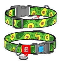 Нашийник для тварин WAUDOG Nylon з QR паспортом "Авокадо" пластиковий фастекс М (4762)