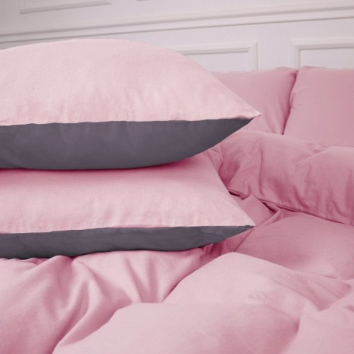 Постільна білизна MirSon 001-008 Ash grey/Pink Фланель 2 x 160 x 220 Сімейний Євро (2200009660924)